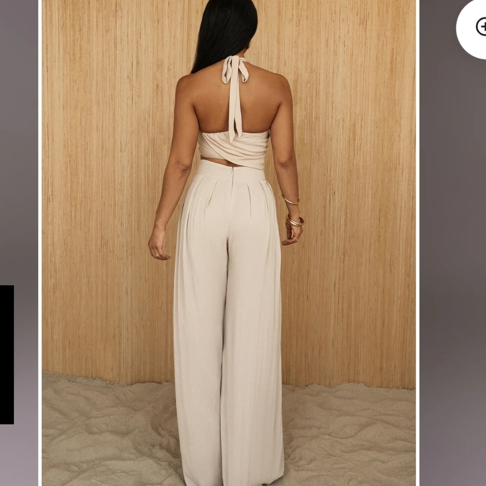 NWT - JLUXLABEL Cream Wide Leg Trouser - Picture 3 of 6